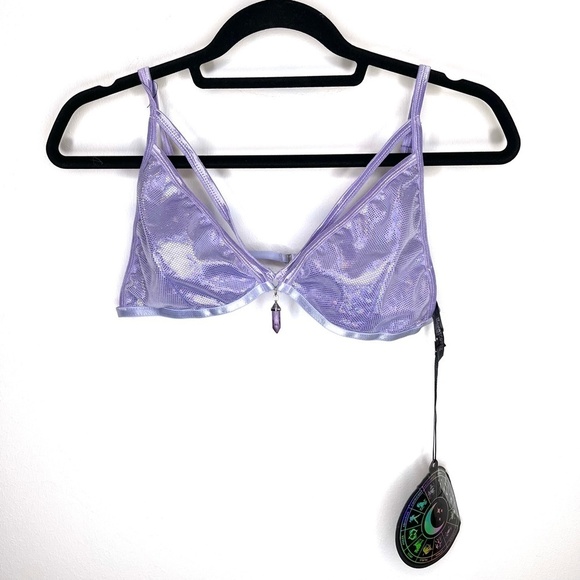 Dolls Kill Zenned Out Pisces Charm Bra Purple Amethyst Horoscopez - Picture 3 of 11